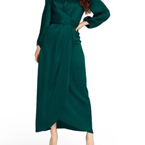 Elegant Green Long Sleeve Dress